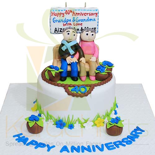 40th Anniversary Fondant Cake 7lbs by Sachas