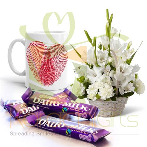 Love Mug With Chocs And Flowers