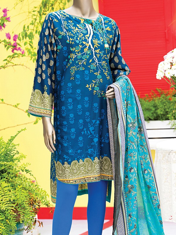  	3 Piece Lawn Suit (Unstitched) By Junaid Jamshed