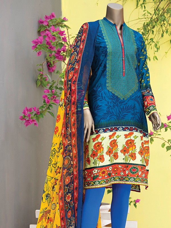 3 Piece Lawn Suit (Unstitched) By Junaid Jamshed.