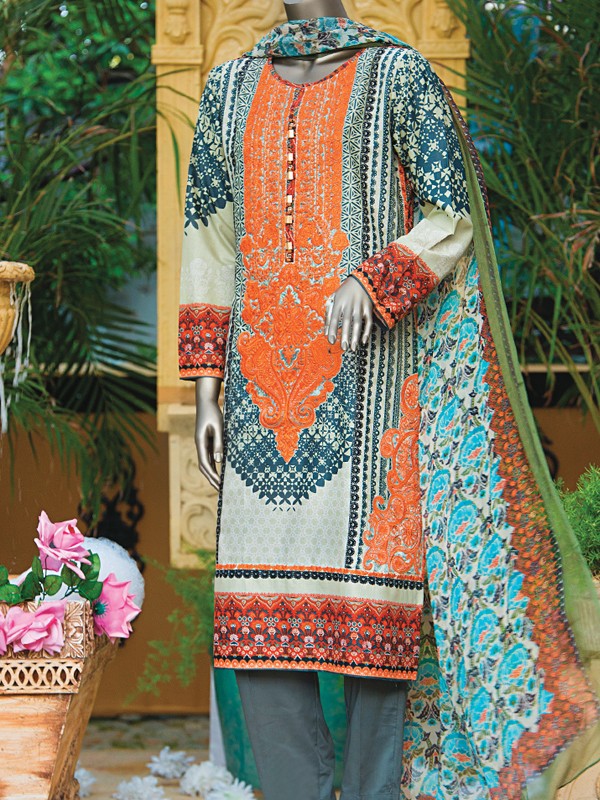 3 Piece Lawn Suit (Unstitched) By Junaid Jamshed