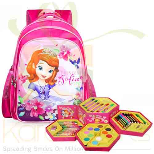 School Bag With Art Set For Girl