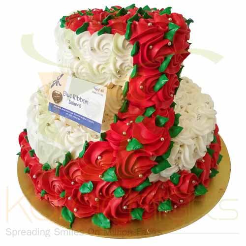 2 Tier Rose Cake 6lbs-Blue Ribbon