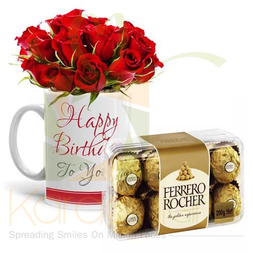 Rose Bday Mug With Ferrero