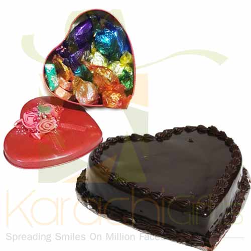 Choc Heart With Heart Cake