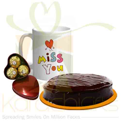 Miss You Mug Chocolates With Cake