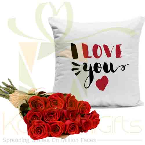 Love Cushion 1 Dozen Roses