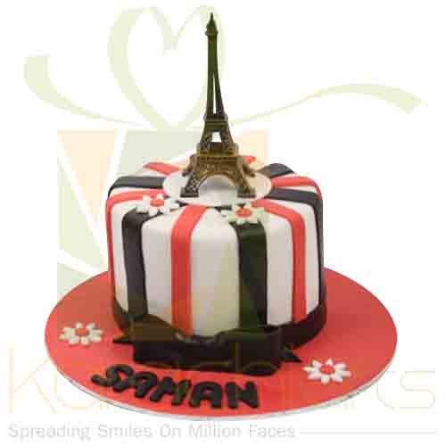 Eiffel Tower Theme Fondant Cake - Sachas