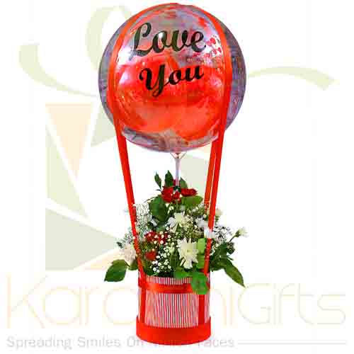 Love Balloon And Flower Arrangement