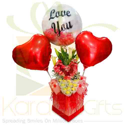 Love You (Heart Pair Floral Box)