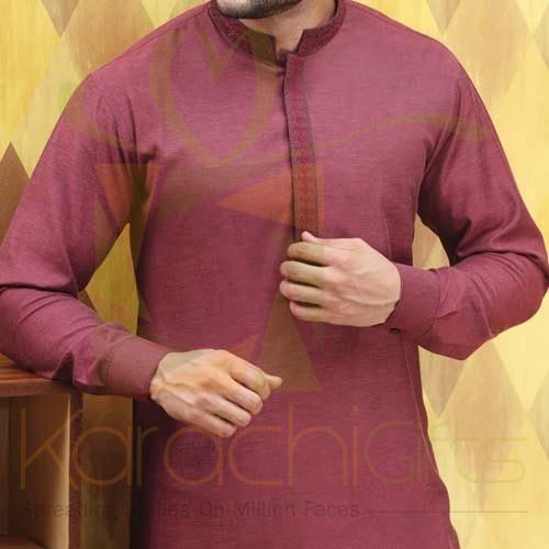 Maroon Suit By Junaid Jamshed