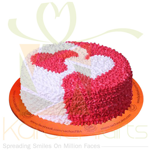 Red And White Heart Cake By Sachas