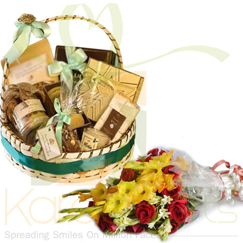 Flowers With Lals Gourmet Basket