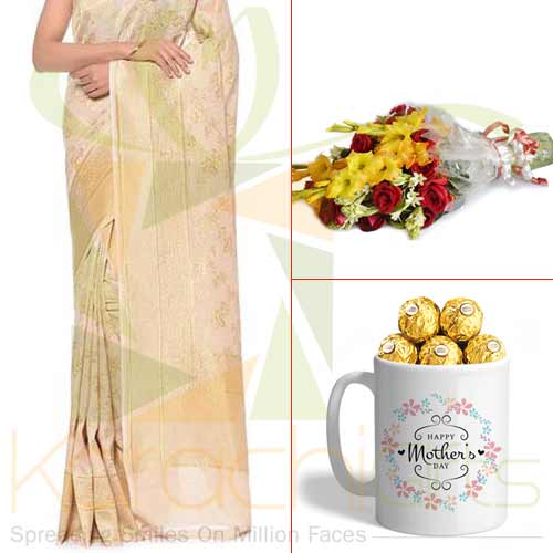 Saree Chocolate Mug Flowers For Her