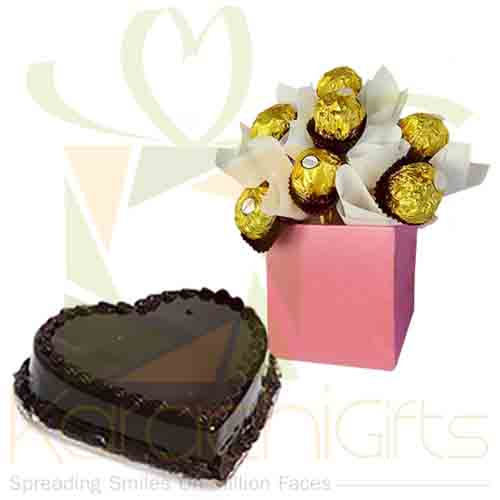 Ferrero Arrangement With Heart Cake