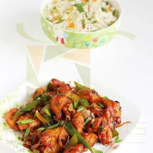 Chilli Chicken With Vegetable Rice