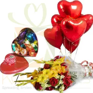 Balloons, Chocolates And Flowers
