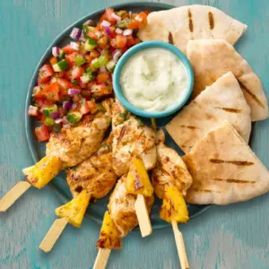 Chicken Pineapple Skewers Pita Fresh Salsa(Nandos)
