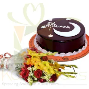 Eid Cake With Bouquet