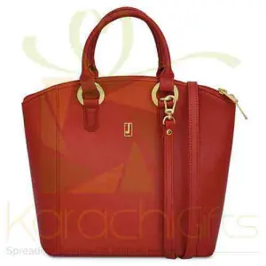 Leather Handbag Red Gold