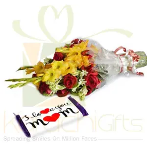 Love Choc With Bouquet For Mom