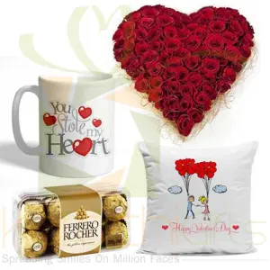 Rose Heart Mug Chocs Cushion