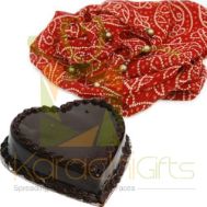 Heart Cake With Red Chunri