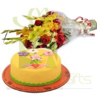 Mothers Day Cake With Bouquet