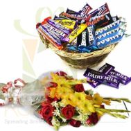 Choc Basket With Bouquet