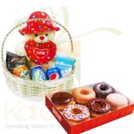 Teddy Basket With Donuts
