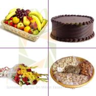 Cake Fruit Flowers and Dry Fruits