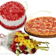 Red Velvet Cake Flower Pizza