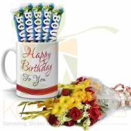 Bday Choc Mug With Bouquet