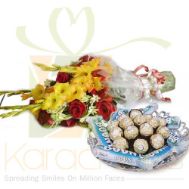 Bouquet With Choco Tray