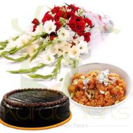 Gajjar Halwa, Cake And Flowers