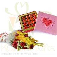 Heart Chocolate With Bouquet