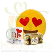 Emoji Cushion, Be Mine Mug And Ferrero