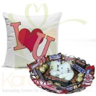 Teddy Choco Tray With Love Cushion