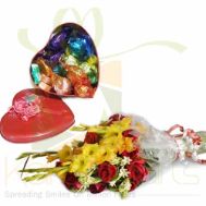 Choc Heart With Flowers