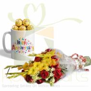 Choc Anni Mug With Flowers