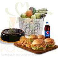 KFC Meal With Cake And Fruits