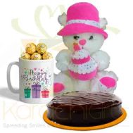 Choco Mug With Bday Bear Cake