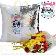 Birthday Magic Cushion With Bouquet