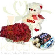 Rose Heart Choc Tray Teddy