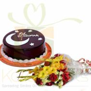 Eid Mubarak Cake With Flowers