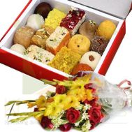 Flowers With Mithai (1KG)