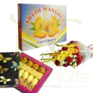 Mango Box With Mithai n Flowers