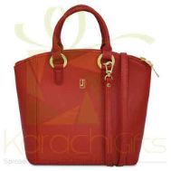 Leather Handbag Red Gold