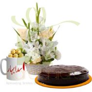 Cake Flowers And Chocolate Mug