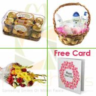 Chocs Bath Basket Flowers Card